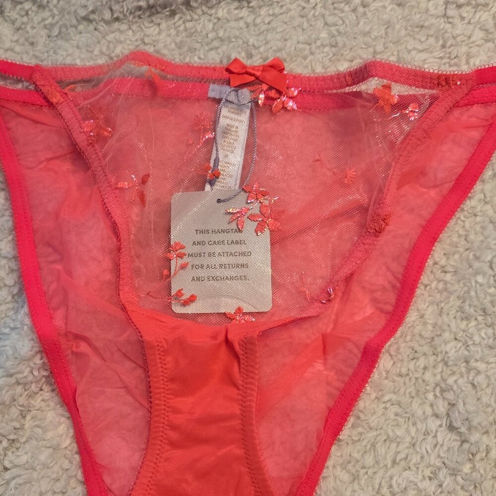 BNWT Savage X Fenty Undie Curvy Foiled Embroidery String Bikini Pink 2X
